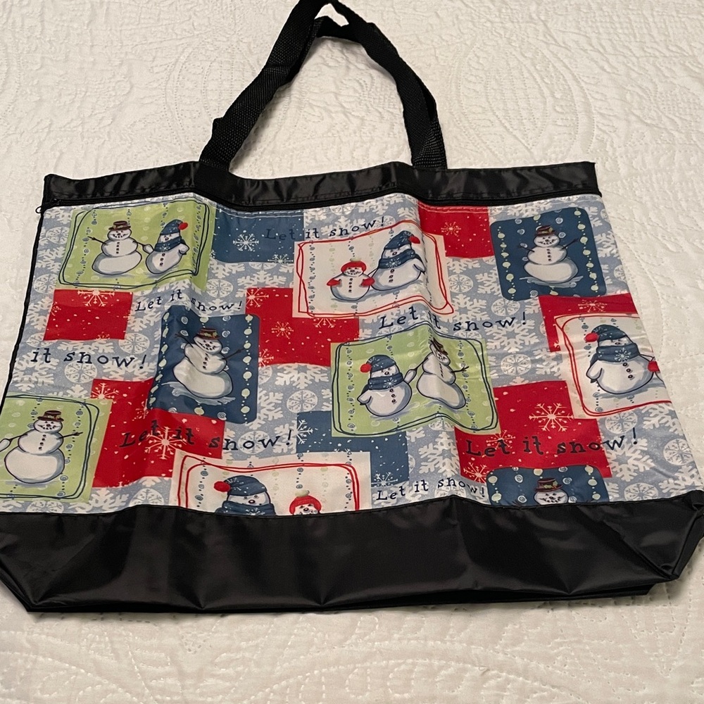 🌷NWOT Winter Christmas Snowman Tote Bag LET IT SNOW